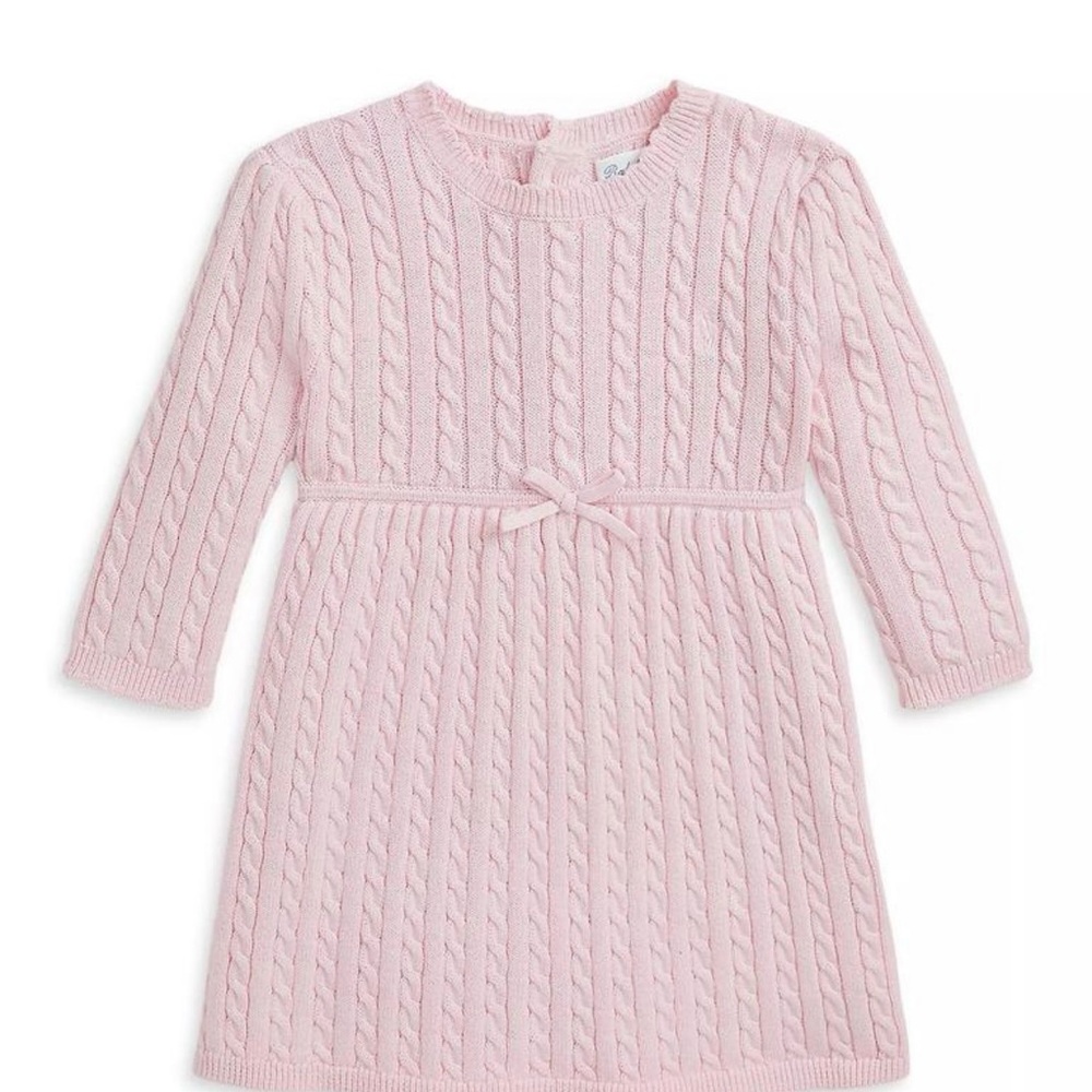 Ralph Lauren Pink Cable Knit Baby Girl Dress Size 9 months